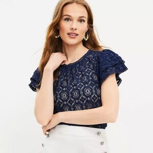 Navy Lace Women's Top